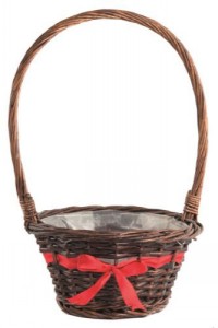WILLOW ROUND PLANTER WITH HOOP AND RED ROBBON