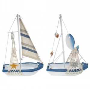 WOODEN YACHT WHITE/BLUE ASSORTED