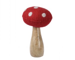 WOODEN MUSHROOM WITH FABRIC TOP