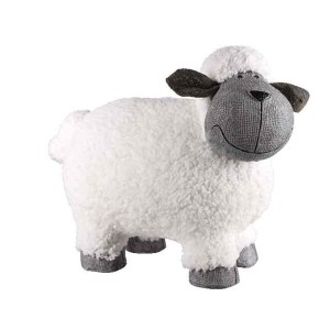 RESIN SHEEP WITH FUR 36cm WHITE