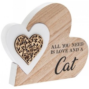 DOUBLE HEART PLAQUE LOVE & CAT