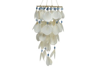 HANGING SHELLS WITH BLUE GLASS STONE