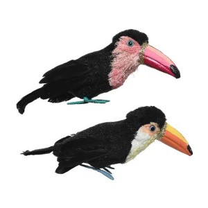 TOUCAN BIRD WITH FEATHERS 12x8x36cm